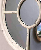 Distressed White Round Window Mirror - The Farthing