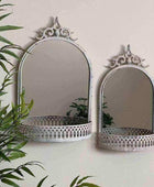 Distressed White Wall Mirror Shelf - Set of Two - The Farthing