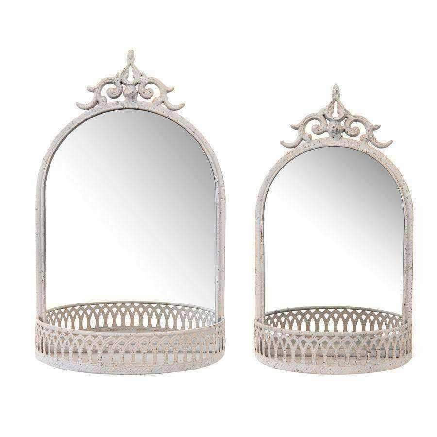 Distressed White Wall Mirror Shelf - Set of Two - The Farthing