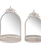 Distressed White Wall Mirror Shelf - Set of Two - The Farthing