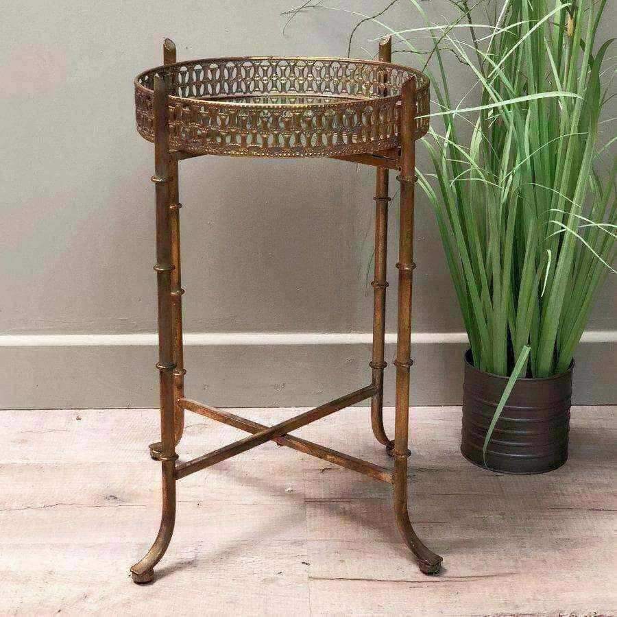 Elegant Gold Mirrored Tray Table - The Farthing