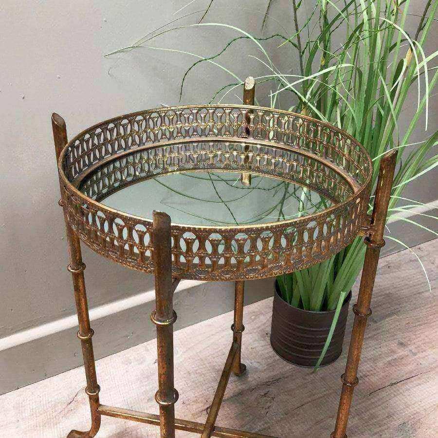 Elegant Gold Mirrored Tray Table - The Farthing