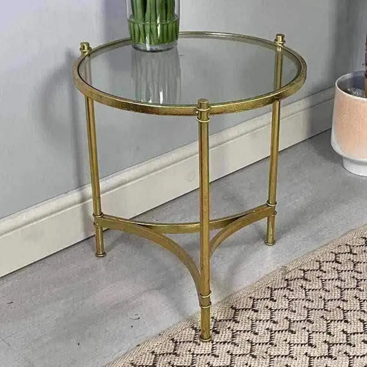 Elegant Round Glass Top Side Table - The Farthing
