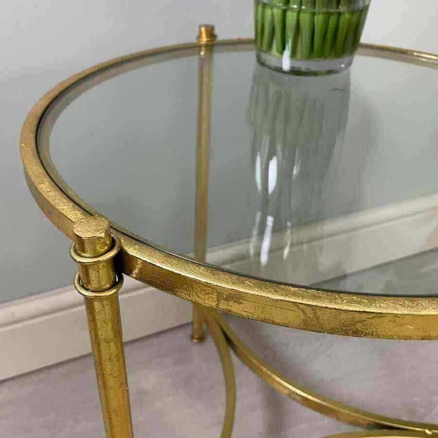 Elegant Round Glass Top Side Table - The Farthing