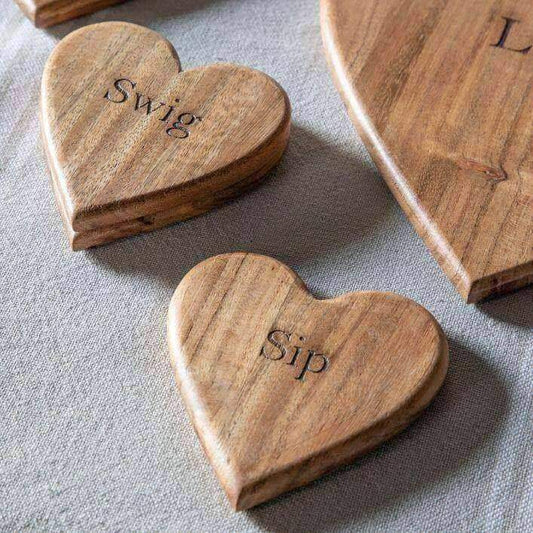 Emotive Heart Coasters Natural Set of 4 - The Farthing