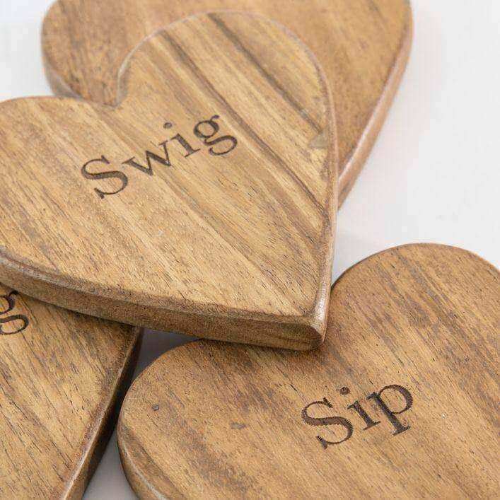 Emotive Heart Coasters Natural Set of 4 - The Farthing