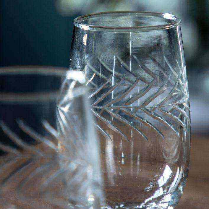 Etched Clear Glass Footed Tumbler Set 4pk - The Farthing
