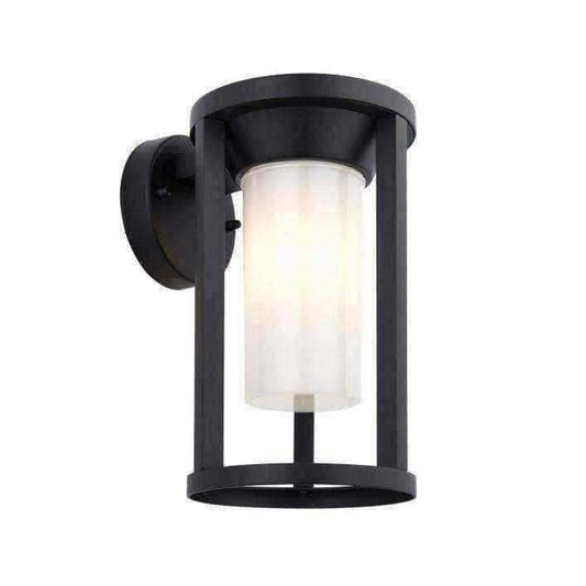 Exterior Black Cylinder Downlighting Wall Light - The Farthing