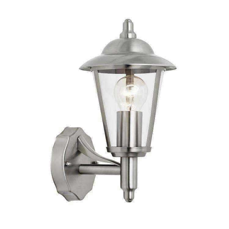 Exterior Brushed Silver Metal Uplighter Wall Light - The Farthing