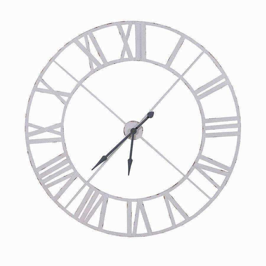Extra Large Distressed Vintage White Clock - The Farthing