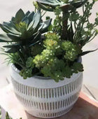 Faux Green Succulents In Ceramic Pot - The Farthing
