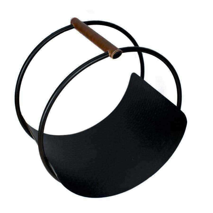 Faux Leather Handle Round Log Holder - The Farthing