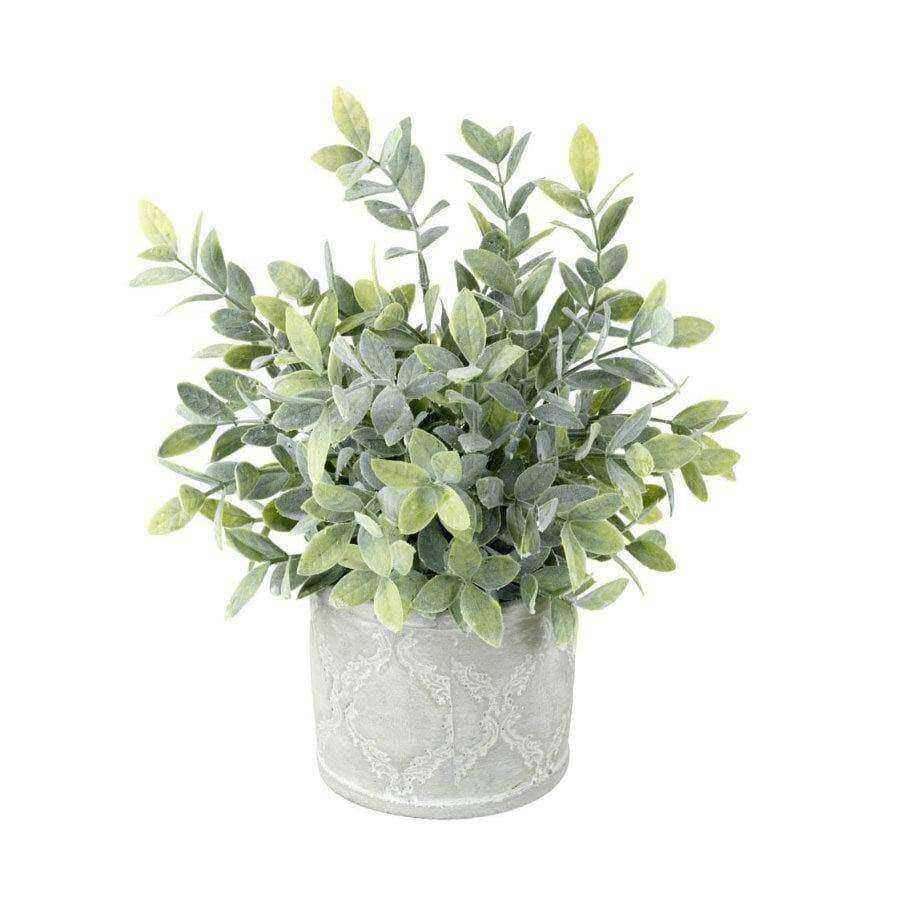 Faux Potted Sage In Cement Pot - The Farthing