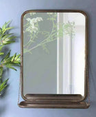 Floating Shelf Distressed Black Portrait Mirror - The Farthing