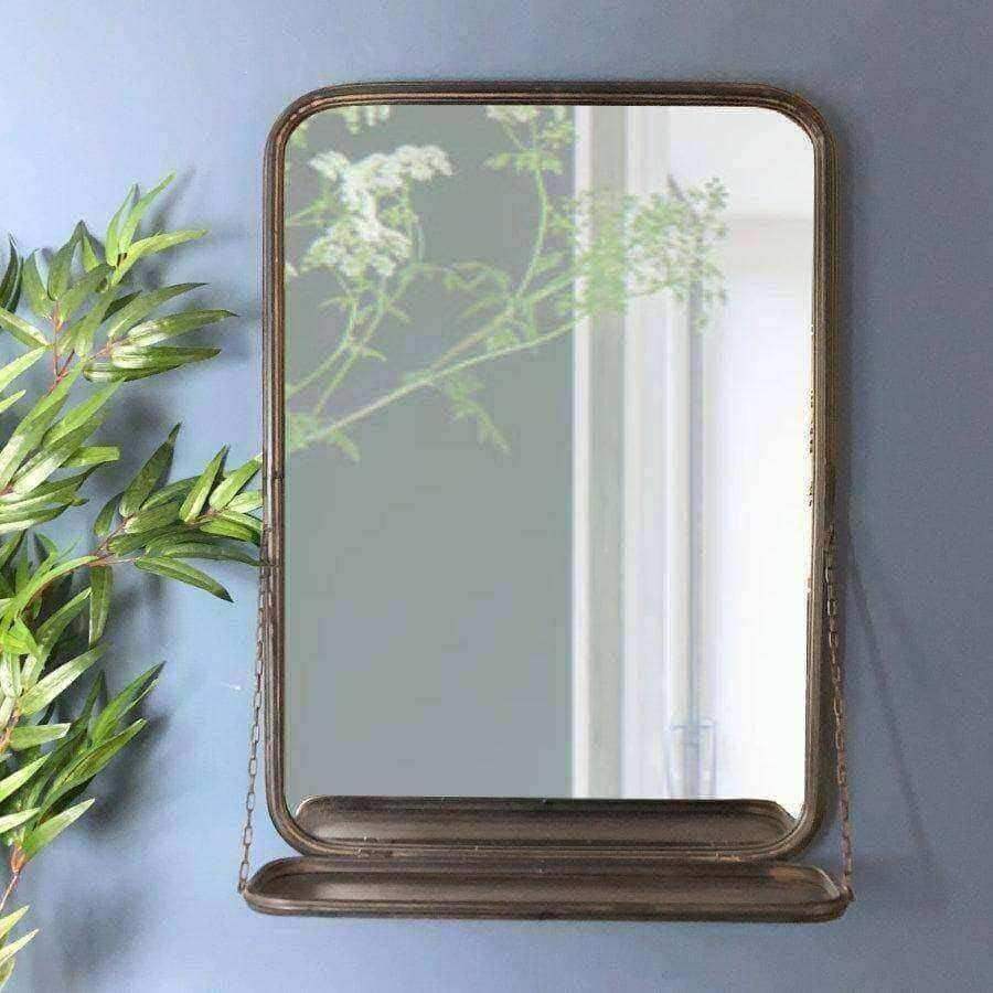 Floating Shelf Distressed Black Portrait Mirror - The Farthing