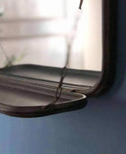 Floating Shelf Distressed Black Portrait Mirror - The Farthing