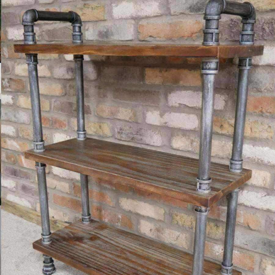 Floor Standing Metal and Wood Thorncombe Pipe Shelf - The Farthing