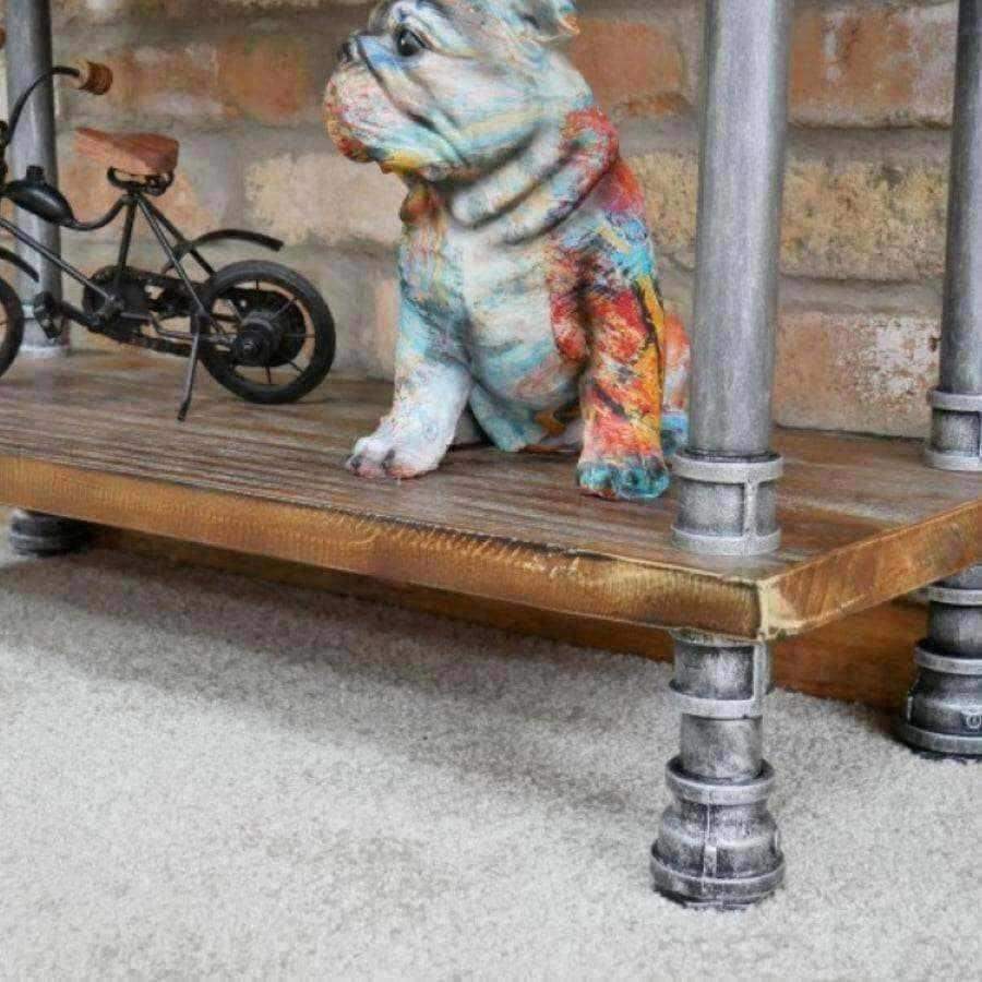 Floor Standing Metal and Wood Thorncombe Pipe Shelf - The Farthing