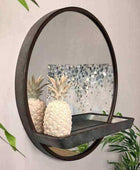 Galvanised Metal Wall Mirror with Shelf - The Farthing