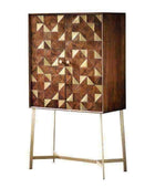 Geometric Gold Inlay Wood Cocktail Drinks Cabinet - The Farthing