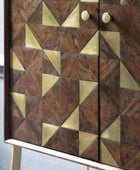 Geometric Gold Inlay Wood Cocktail Drinks Cabinet - The Farthing