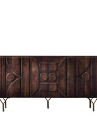 Geometric Relief Dark Wooden 3 Door Sideboard - The Farthing