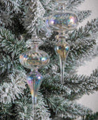 Glass Bauble Drop Clear Lustre Set of 2 - The Farthing