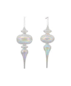 Glass Bauble Drop Clear Lustre Set of 2 - The Farthing