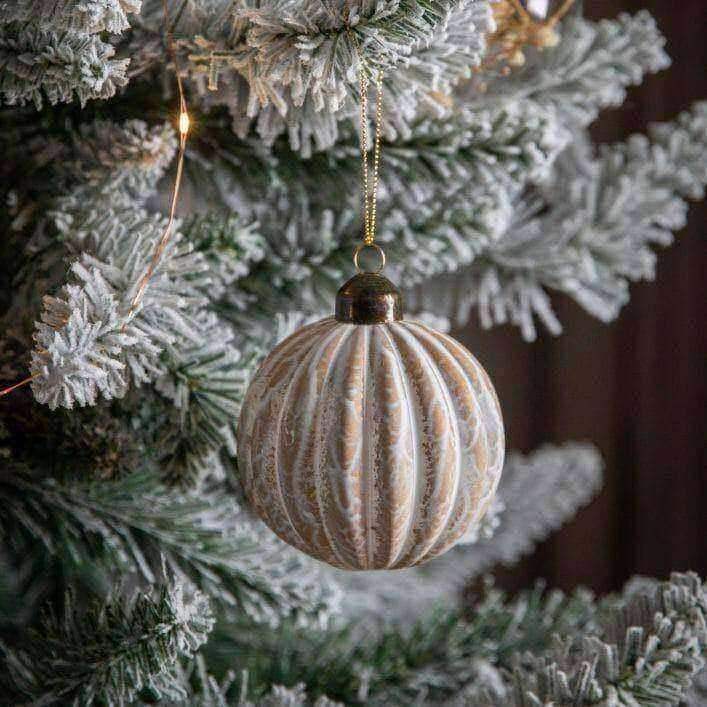 Glass Bauble Marbled Bronze Set of 6 - The Farthing