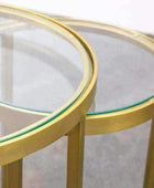 Glass Topped Luxe Gold Frame Circular Nestling Table Set - The Farthing