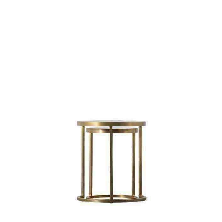 Glass Topped Luxe Gold Frame Circular Nestling Table Set - The Farthing