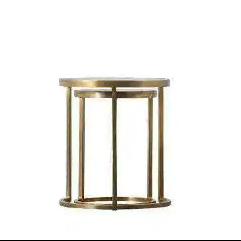 Glass Topped Luxe Gold Frame Circular Nestling Table Set - The Farthing