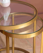 Glass Topped Luxe Gold Frame Circular Nestling Table Set - The Farthing