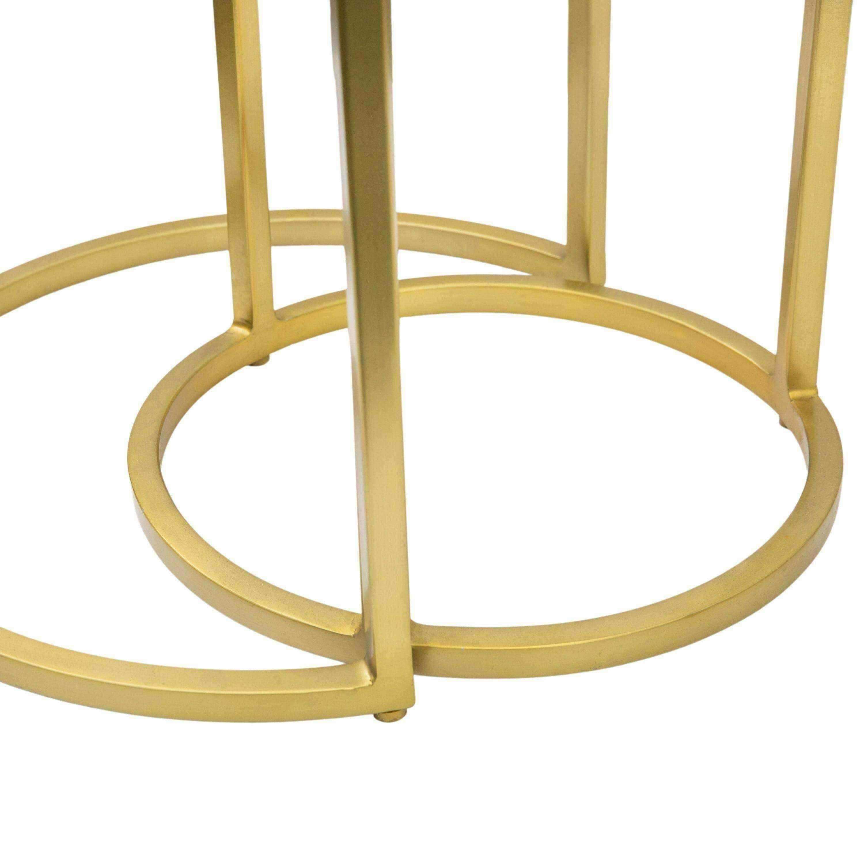 Glass Topped Luxe Gold Frame Circular Nestling Table Set - The Farthing