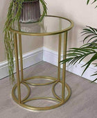 Glass Topped Round Gold Side Table - The Farthing