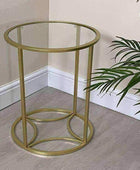 Glass Topped Round Gold Side Table - The Farthing