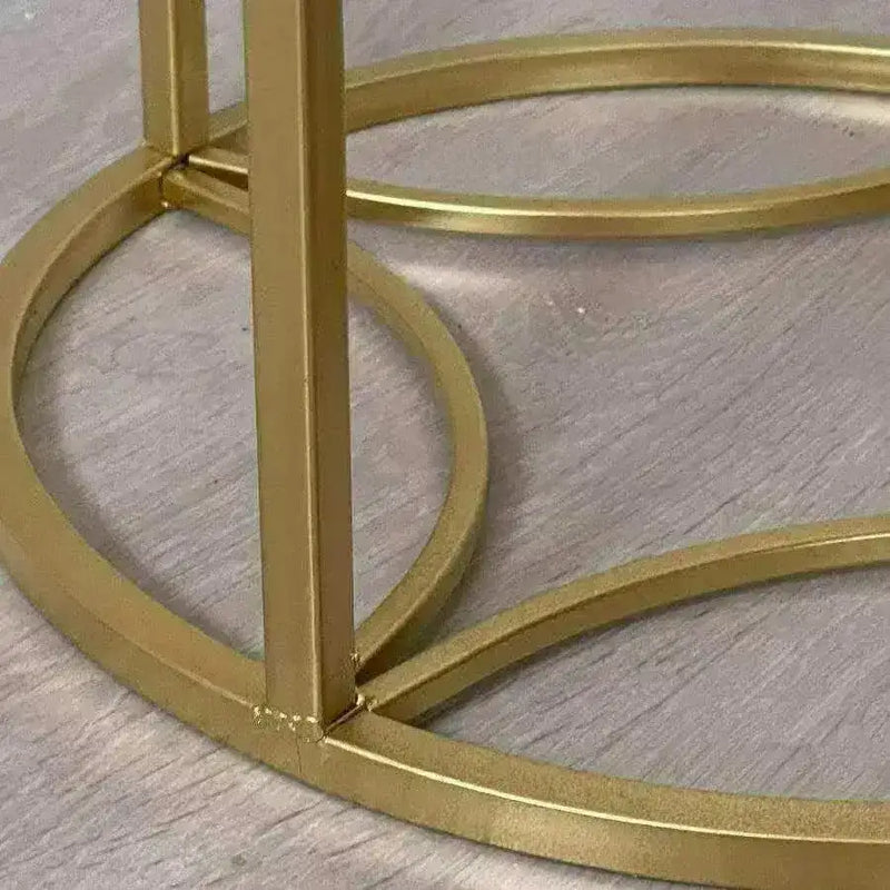 Glass Topped Round Gold Side Table