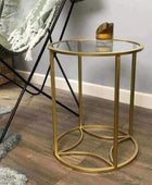 Glass Topped Round Gold Side Table - The Farthing