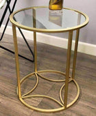 Glass Topped Round Gold Side Table - The Farthing