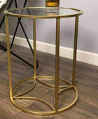 Glass Topped Round Gold Side Table - The Farthing