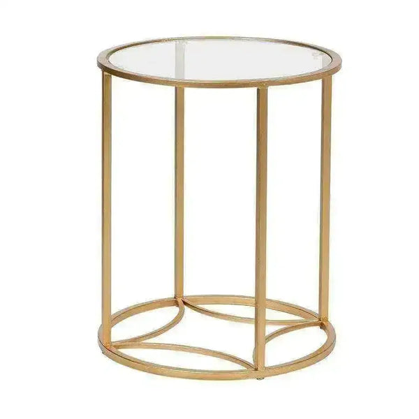 Glass Topped Round Gold Side Table