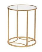 Glass Topped Round Gold Side Table - The Farthing