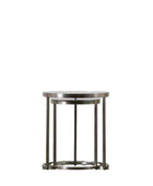 Glass Topped Silver Frame Circular Nestling Table Set - The Farthing