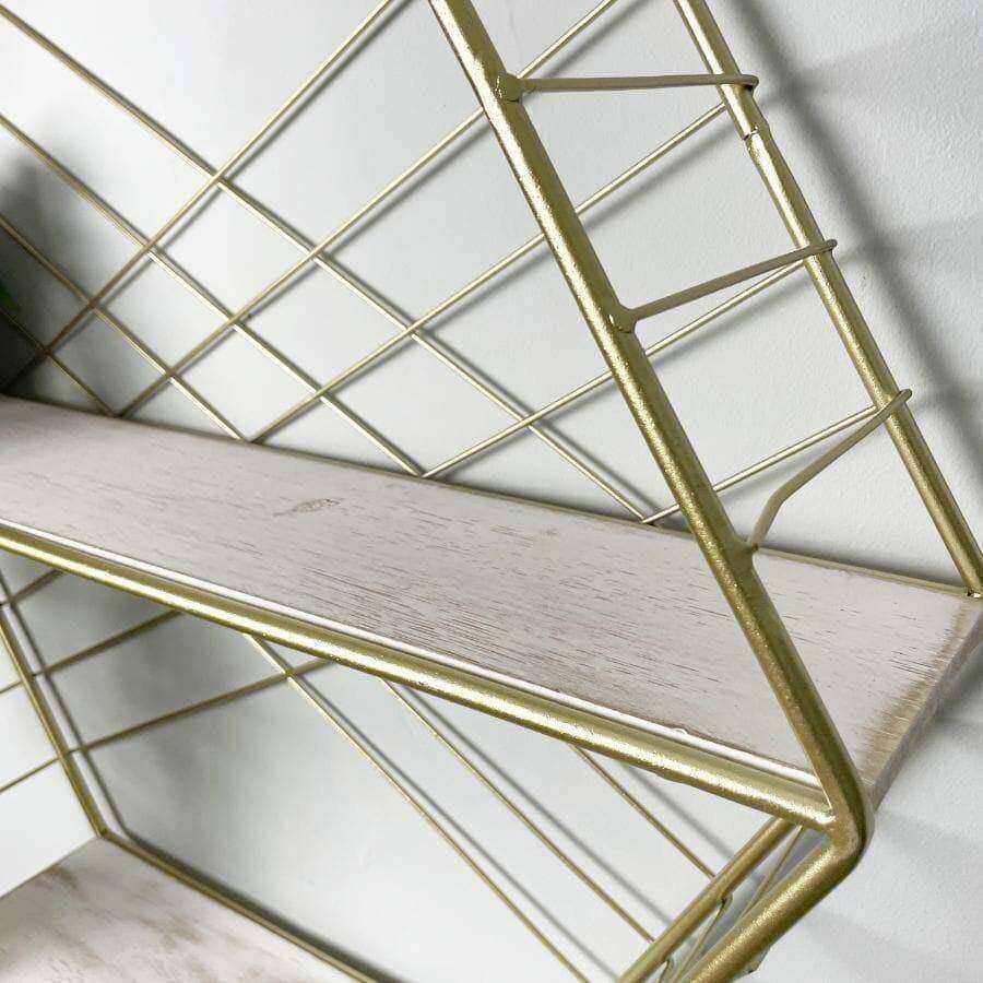 Gold and White Hexagon Metal Wall Shelf - The Farthing
