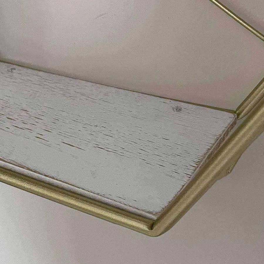 Gold and White Hexagon Metal Wall Shelf - The Farthing