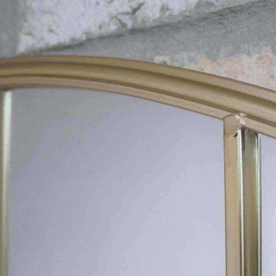 Gold Industrial Inspired Arched Top Window Wall Mirror - The Farthing