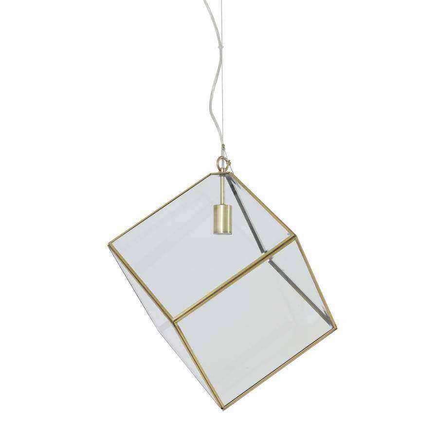 Gold Metal and Glass Cube - The Farthing
