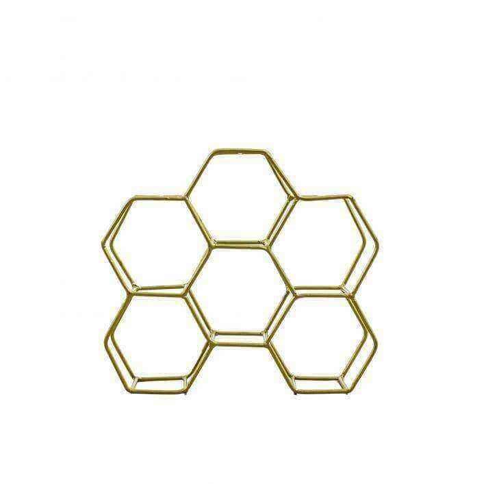 Gold Metal Tabletop Honeycomb Wine Rack - The Farthing