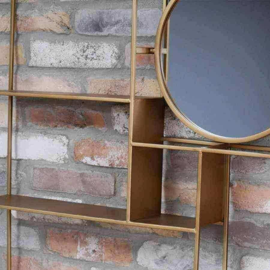 Gold Metal Wall Storage with Tilting Mirror - The Farthing