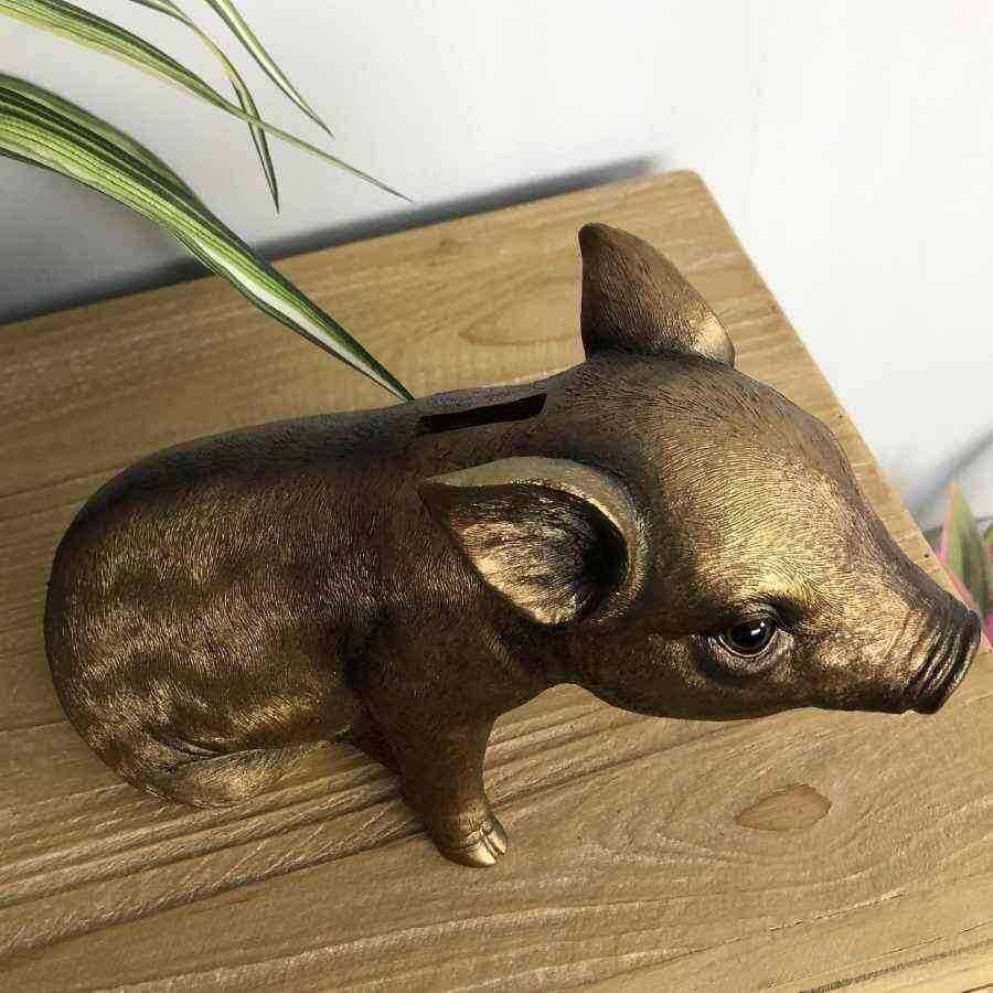 Gold Pig Piggy Bank Money Box - The Farthing